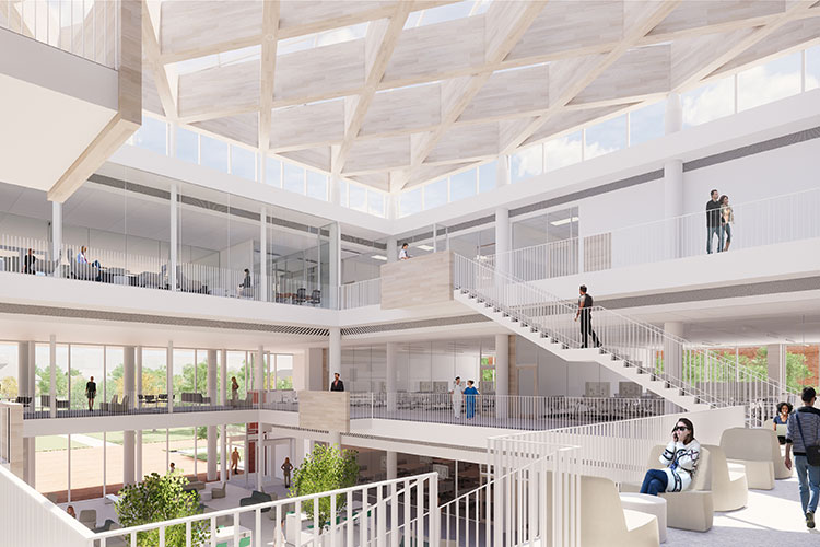 rendering of university building atrium