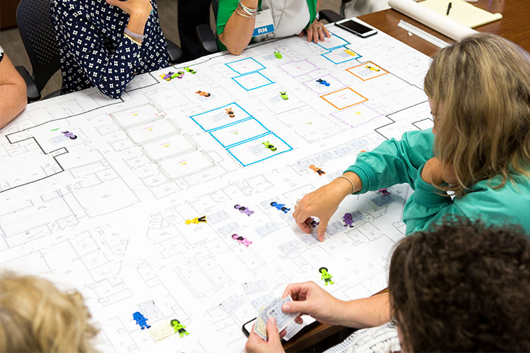 hospital staff working on a planning exercise