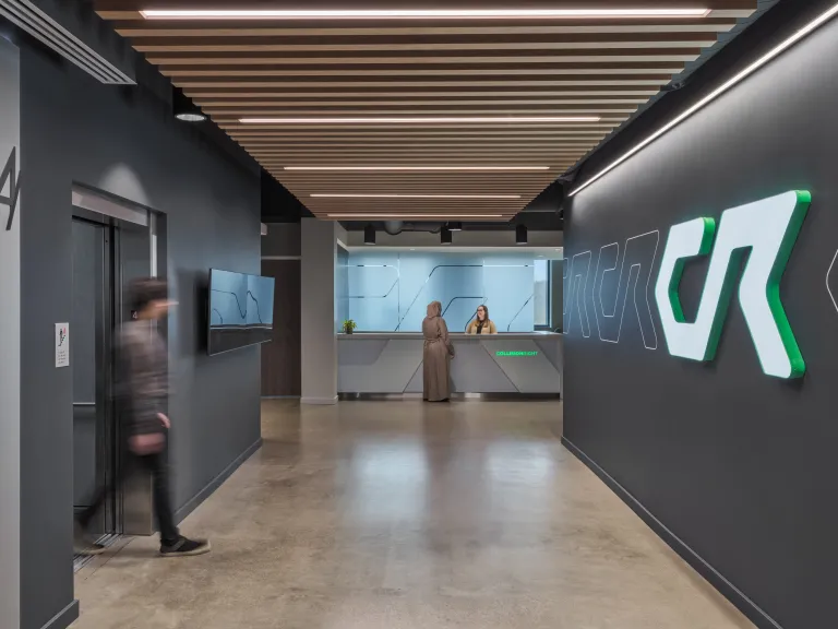 elevator lobby at CollisionRight office
