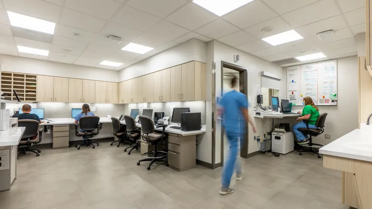 Control room in the AHN West Penn Hospital Radiology area.