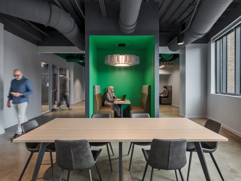 Dining booth in CollisionRight staff lounge