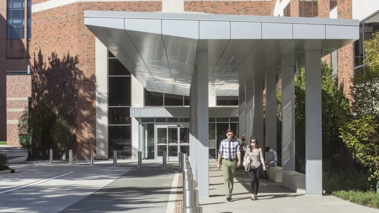 exterior of brick building