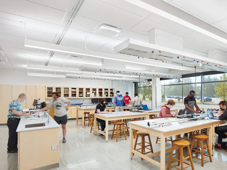 Class in a science lab.