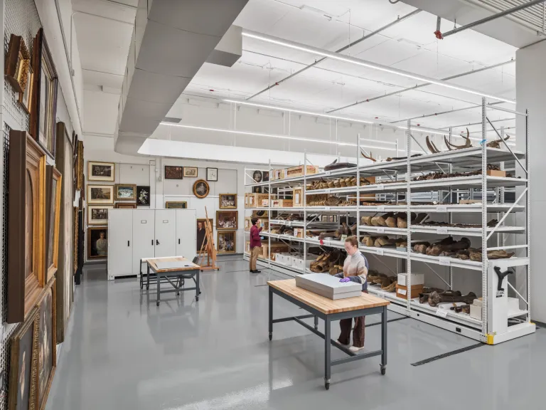 storage room filled with art and artifacts