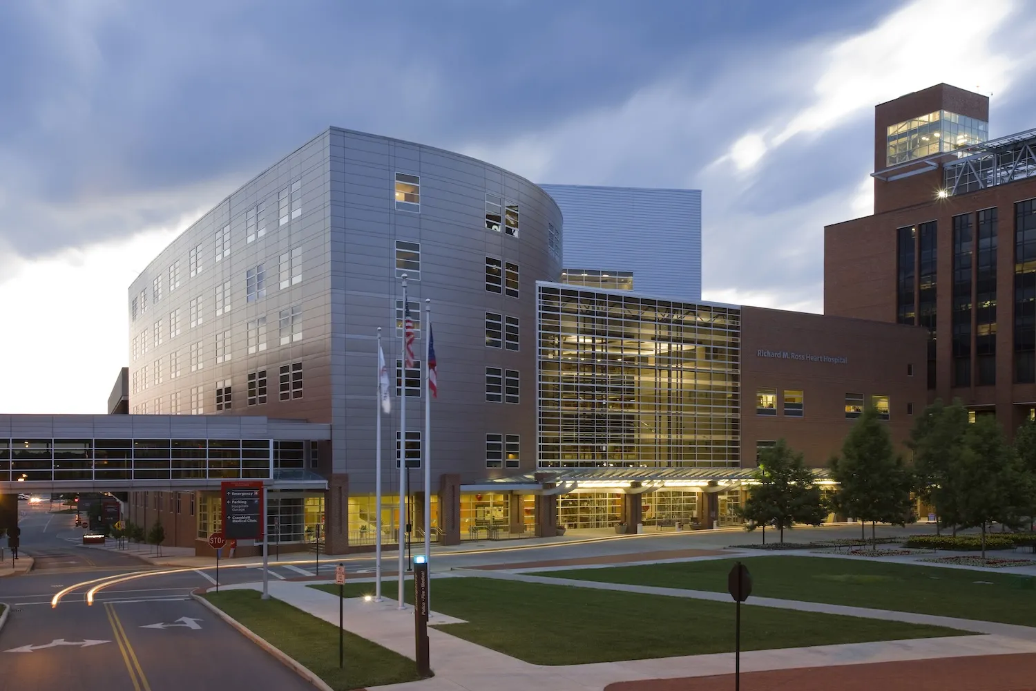 exterior of building at dusk
