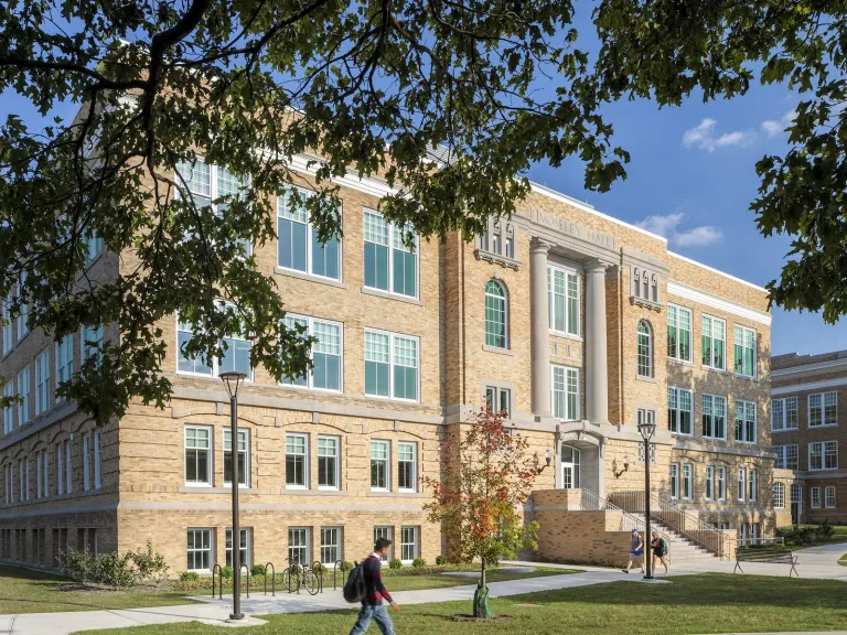 Exterior of Moseley Hall at daytime