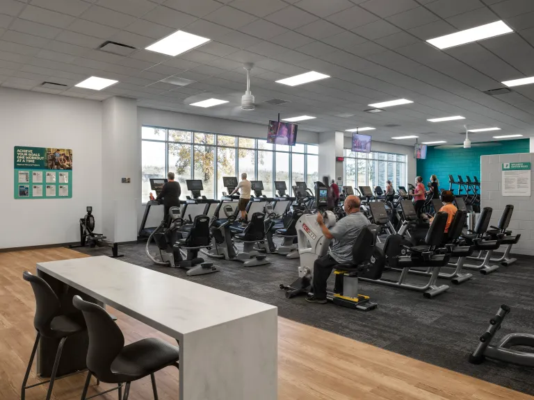 fitness room with exercise equipment
