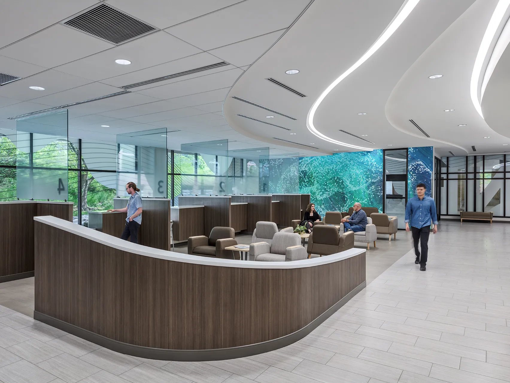 Interior view of a main waiting and lobby area.