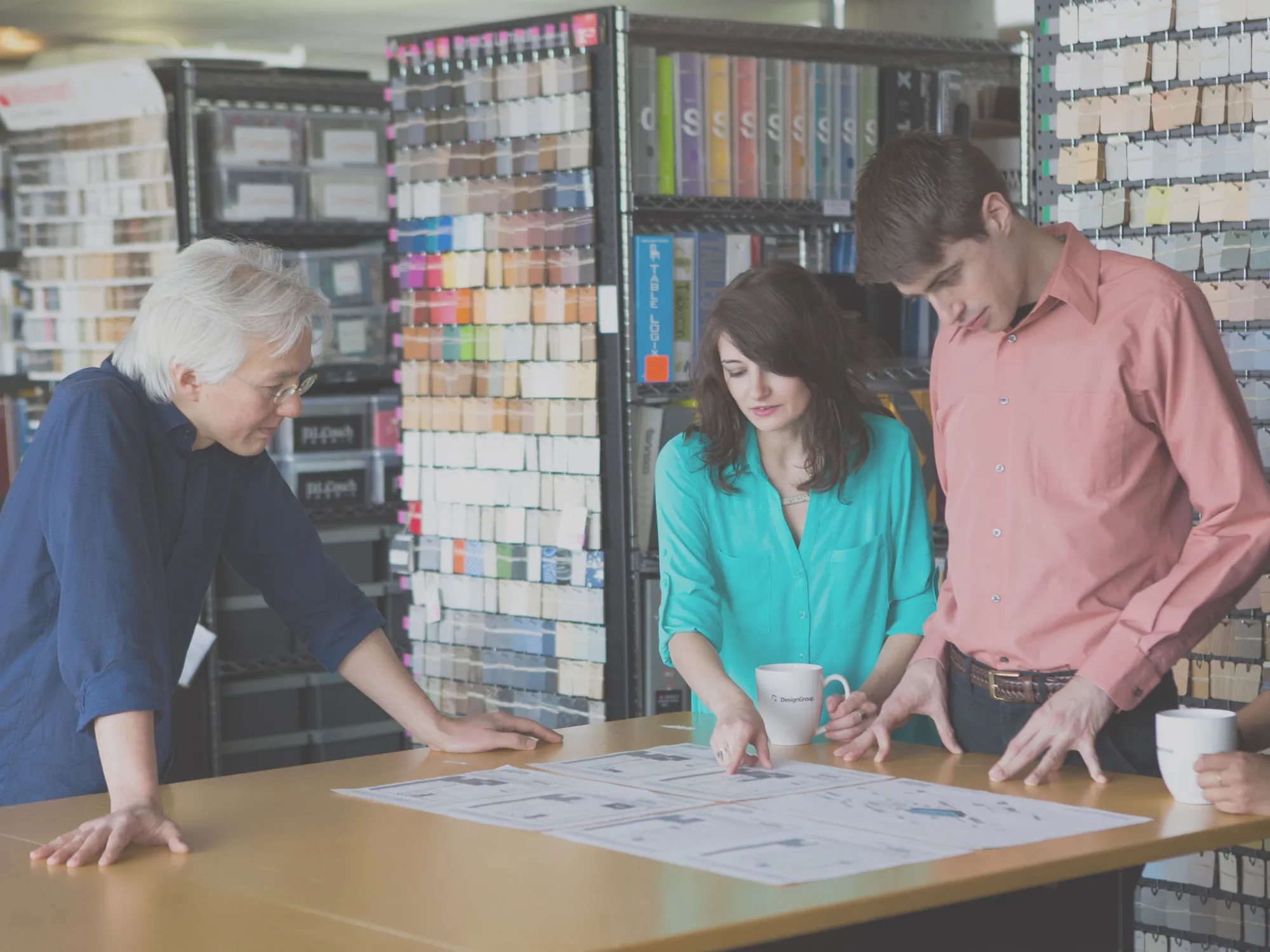 people standing at table