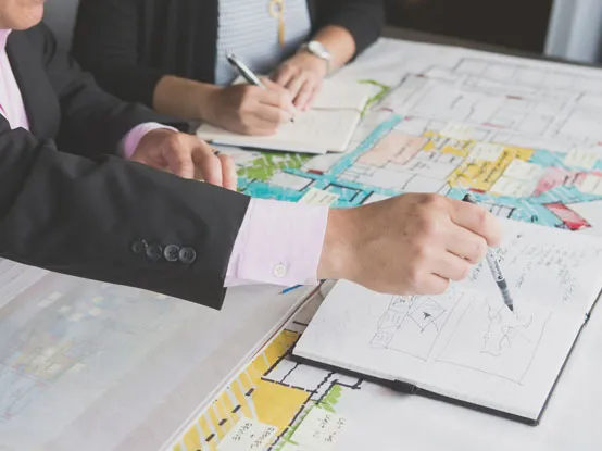 paper table with drawings