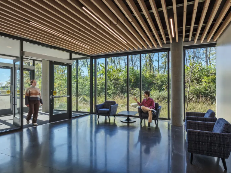 lobby with large windows