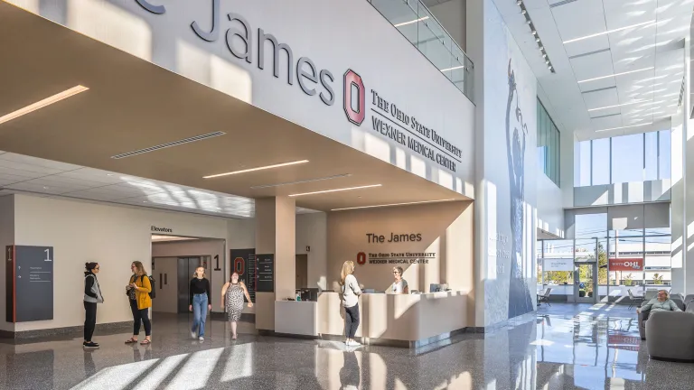 healthcare facility lobby filled with natural light