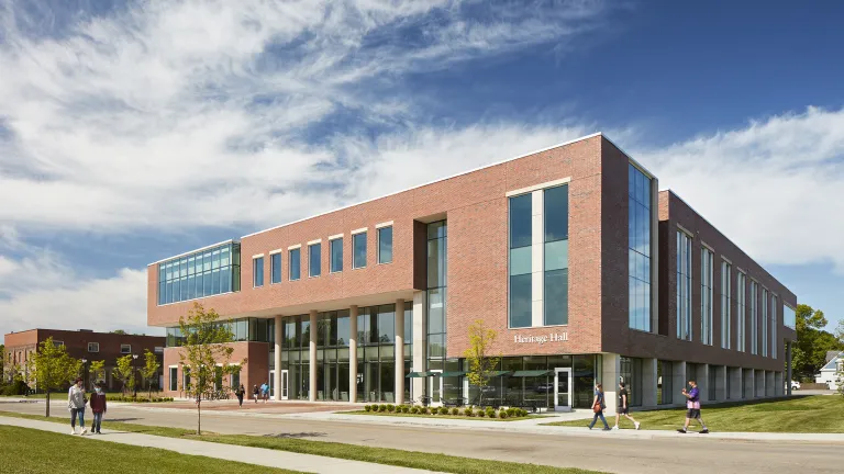 Exterior view of Ohio University Heritage Hall during the day.