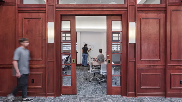 View through a doorway in the University of Pittsburgh University Club Housing.
