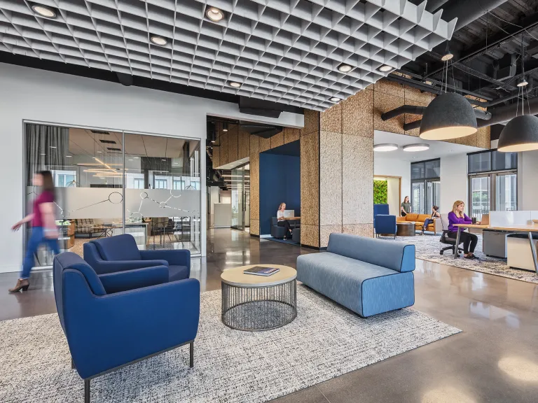 Communal space in an industrial style building.