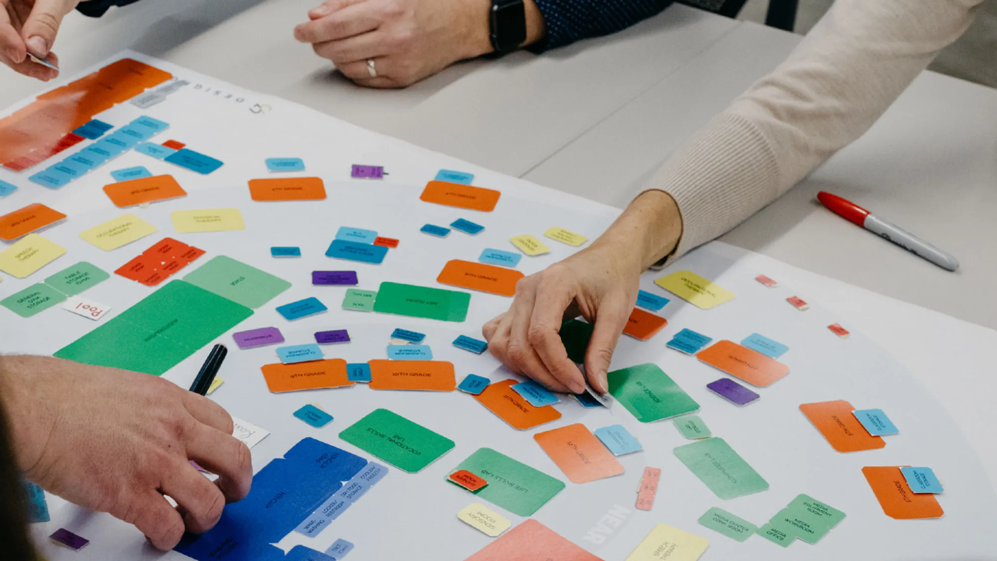 close-up view of planning exercise