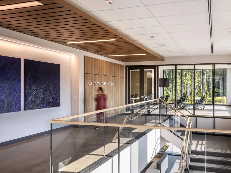 concourse with wood ceiling
